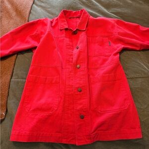 Red Button-Up Barn Chore Jacket